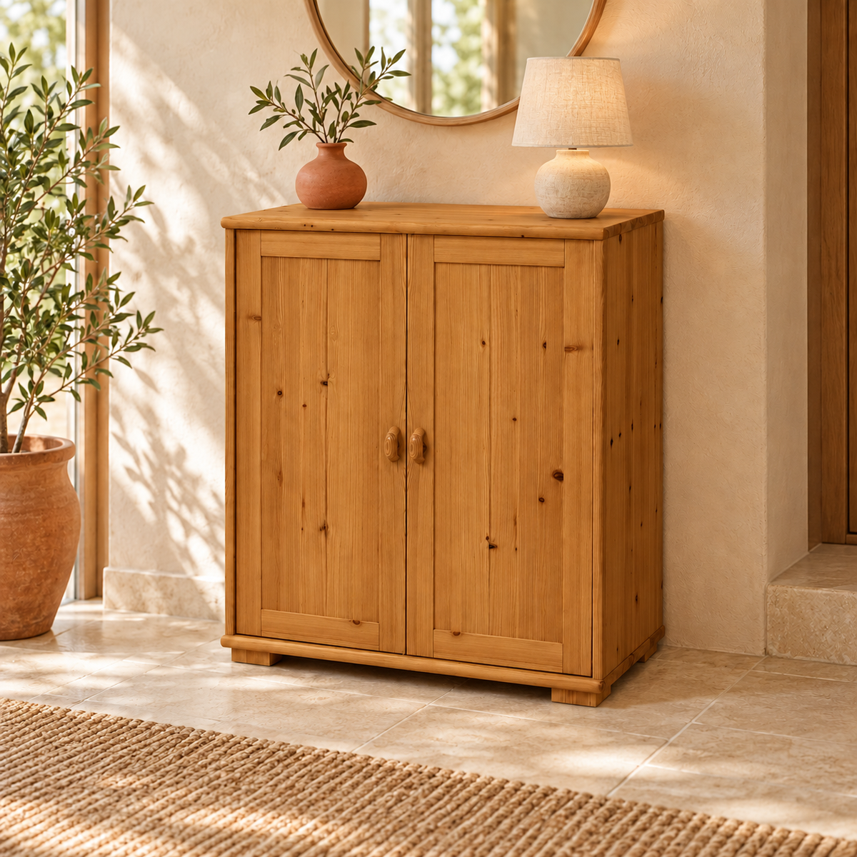 Vanessa Kommode Bio Holz | 2-Türiges Sideboard aus 100% Bio Massivholz