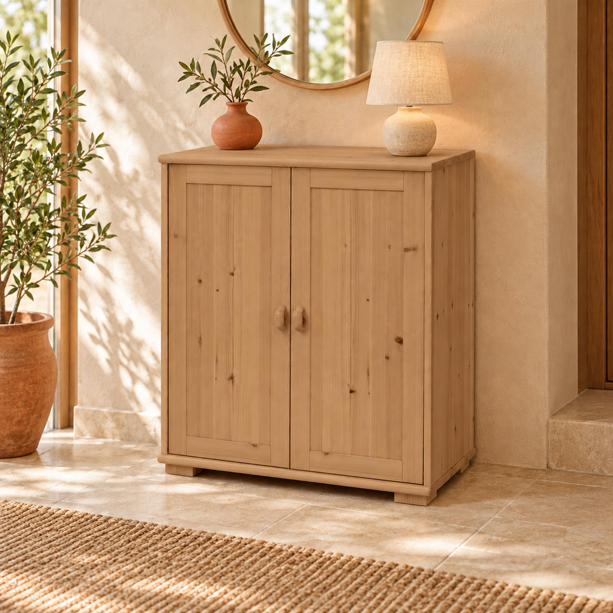 Vanessa Kommode Bio Holz | 2-Türiges Sideboard aus 100% Bio Massivholz