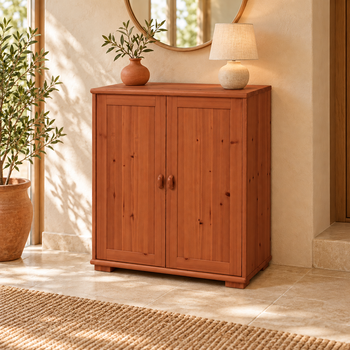 Vanessa Kommode Bio Holz | 2-Türiges Sideboard aus 100% Bio Massivholz