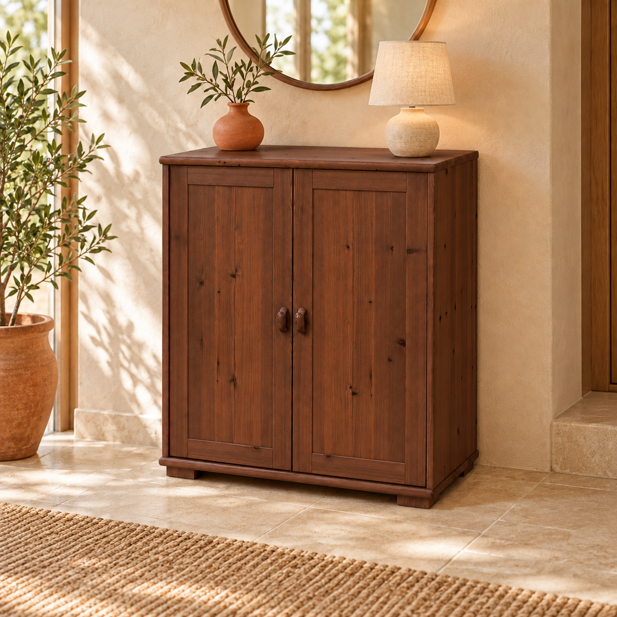 Vanessa Kommode Bio Holz | 2-Türiges Sideboard aus 100% Bio Massivholz
