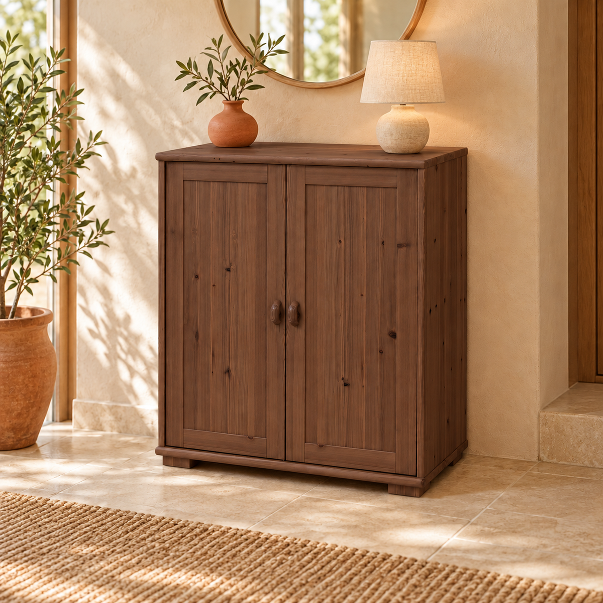 Vanessa Kommode Bio Holz | 2-Türiges Sideboard aus 100% Bio Massivholz