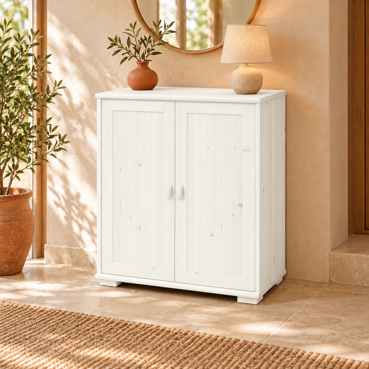 Vanessa Kommode Bio Holz | 2-Türiges Sideboard aus 100% Bio Massivholz