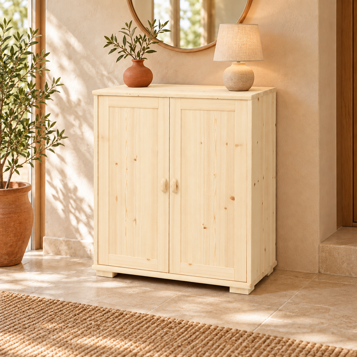 Vanessa Kommode Bio Holz | 2-Türiges Sideboard aus 100% Bio Massivholz