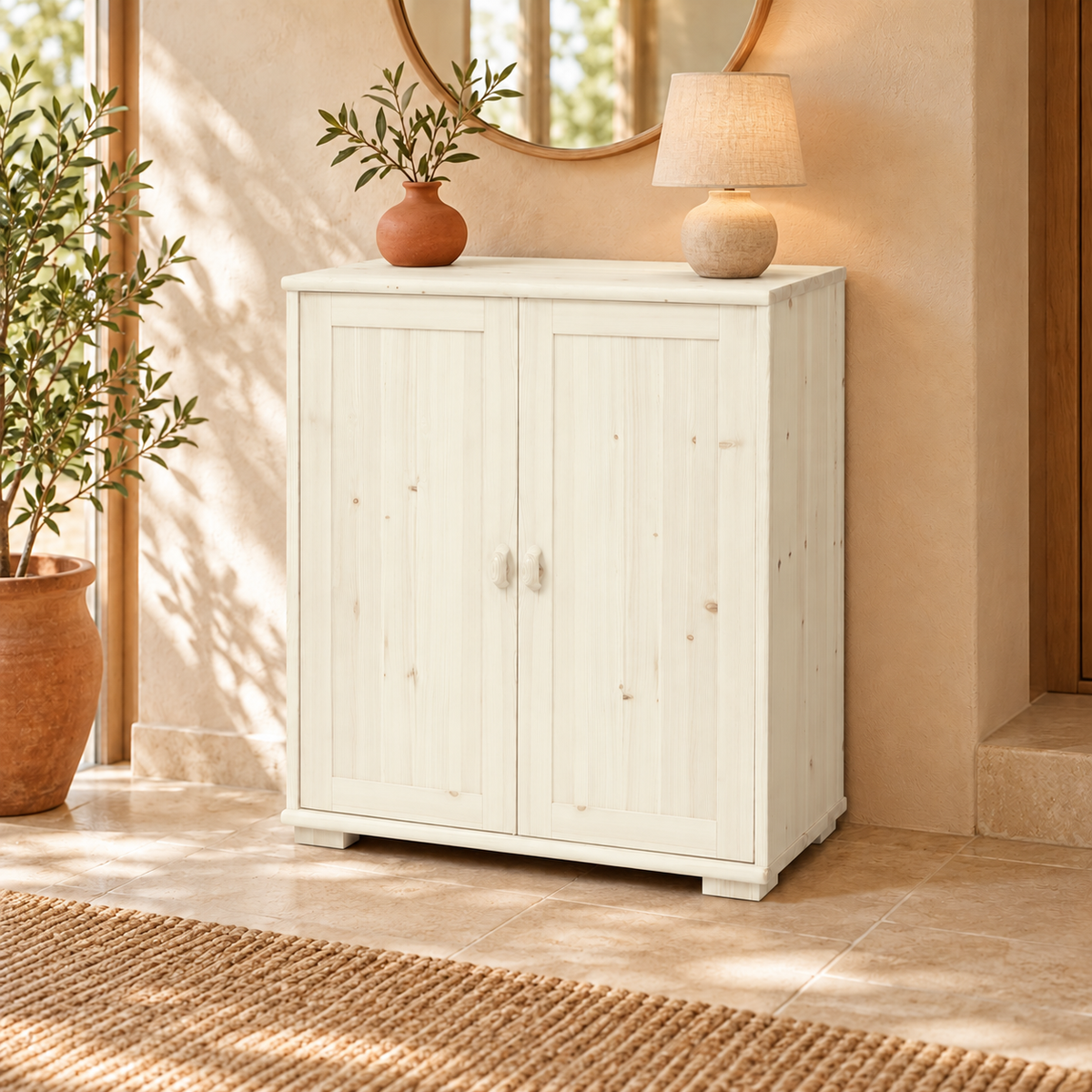 Vanessa Kommode Bio Holz | 2-Türiges Sideboard aus 100% Bio Massivholz
