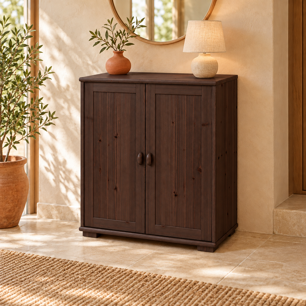 Vanessa Kommode Bio Holz | 2-Türiges Sideboard aus 100% Bio Massivholz