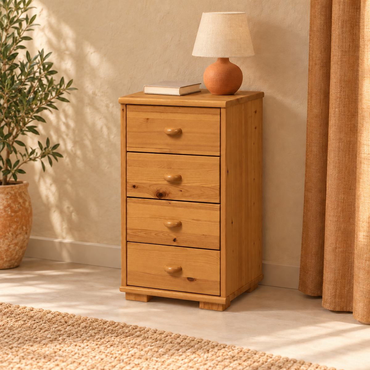 Vanessa Kommode Massivholz | 4-Schubladen Sideboard aus 100% Bio Kiefer