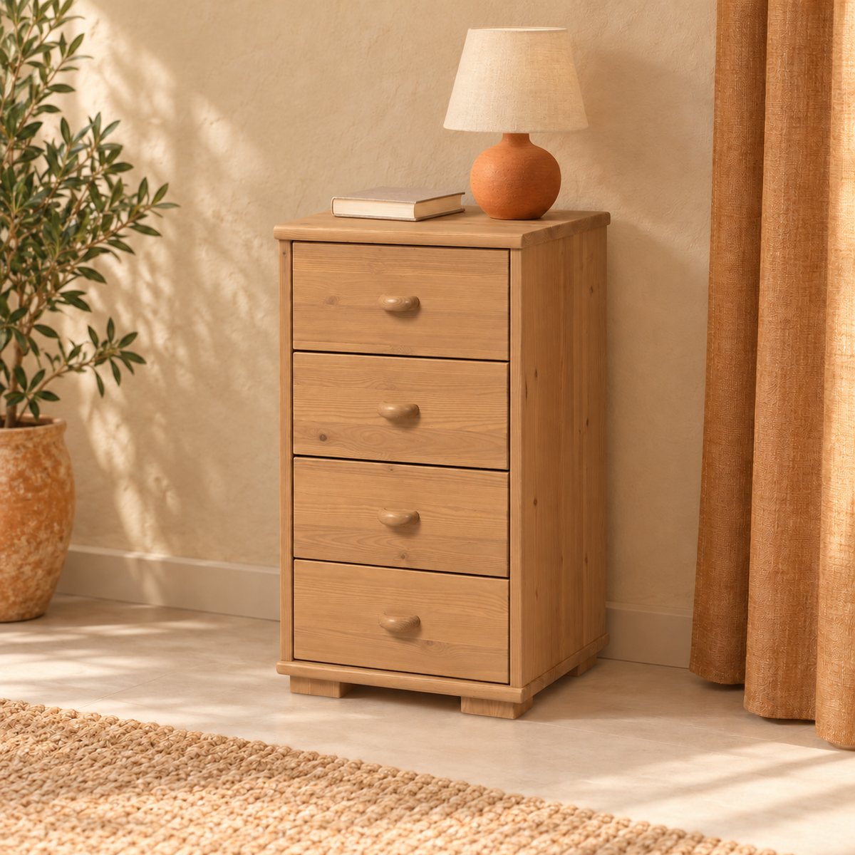 Vanessa Kommode Massivholz | 4-Schubladen Sideboard aus 100% Bio Kiefer
