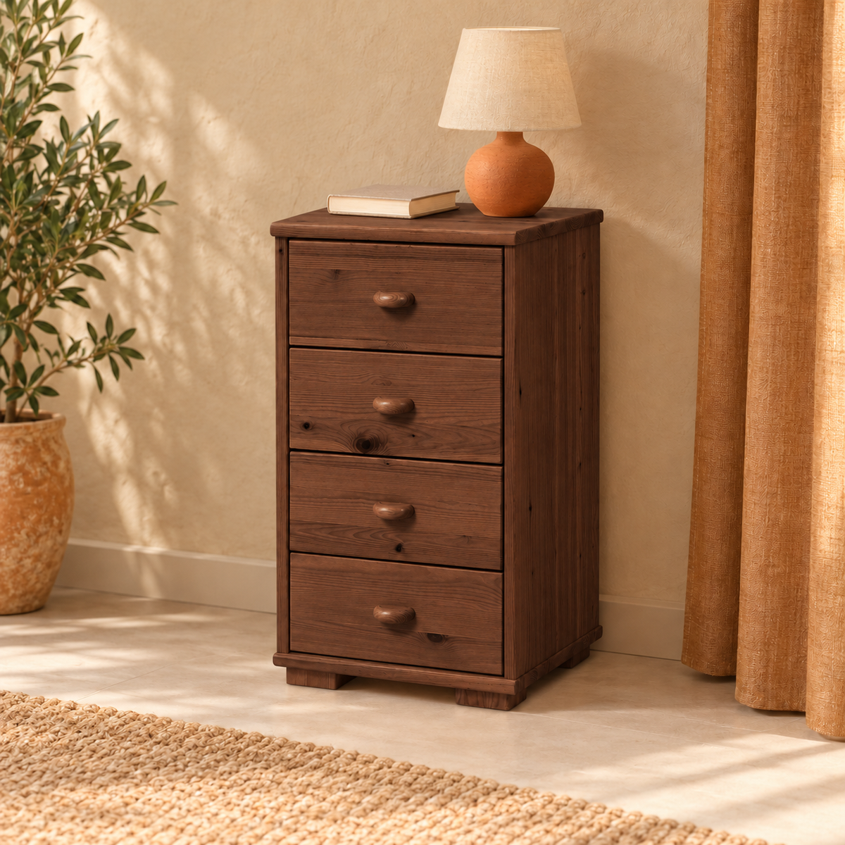Vanessa Kommode Massivholz | 4-Schubladen Sideboard aus 100% Bio Kiefer