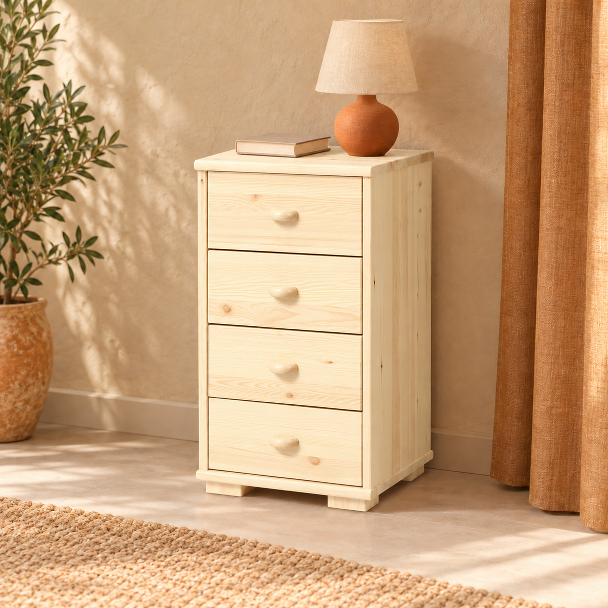 Vanessa Kommode Massivholz | 4-Schubladen Sideboard aus 100% Bio Kiefer