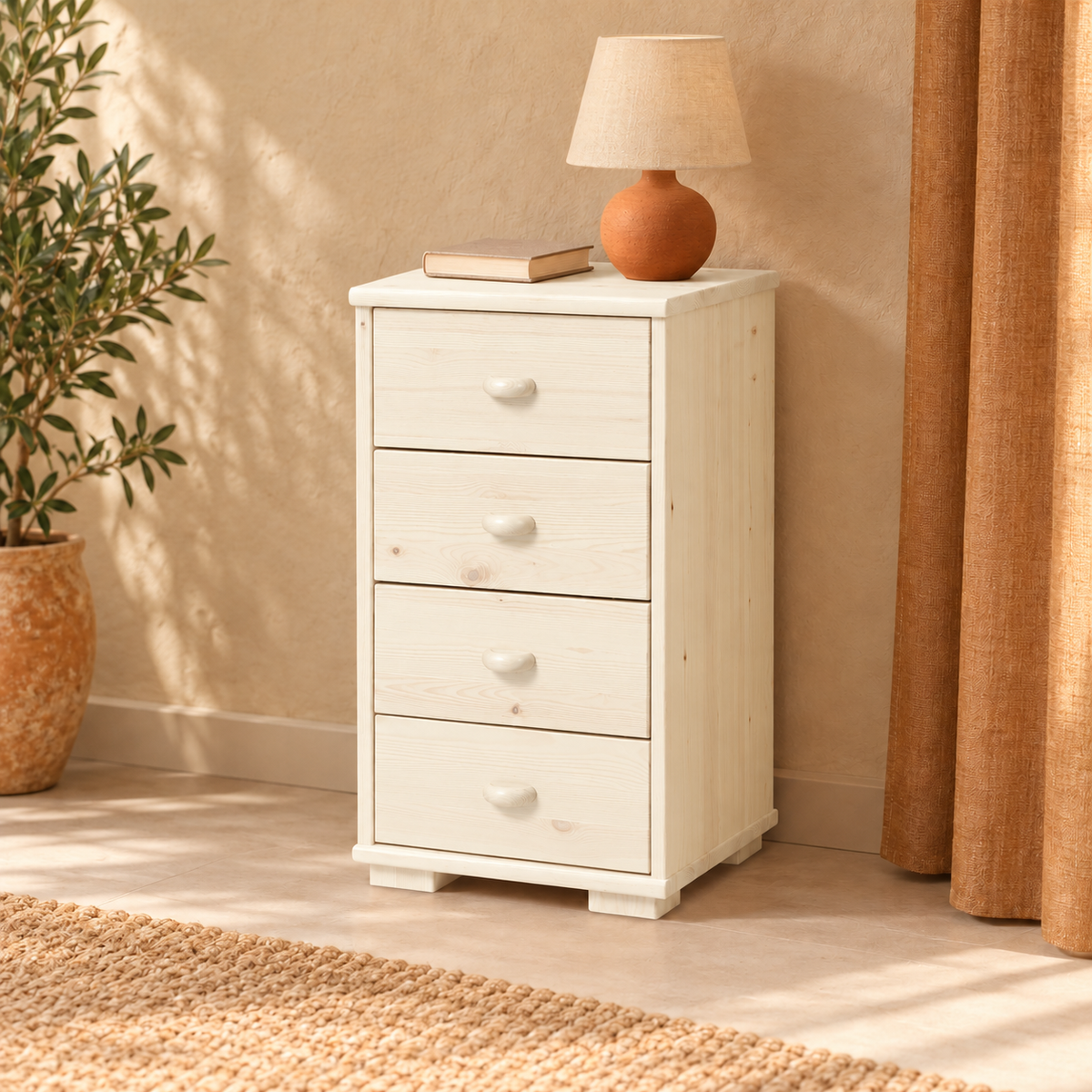 Vanessa Kommode Massivholz | 4-Schubladen Sideboard aus 100% Bio Kiefer