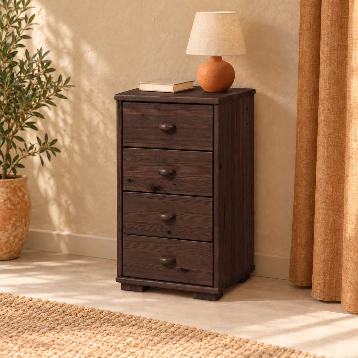 Vanessa Kommode Massivholz | 4-Schubladen Sideboard aus 100% Bio Kiefer