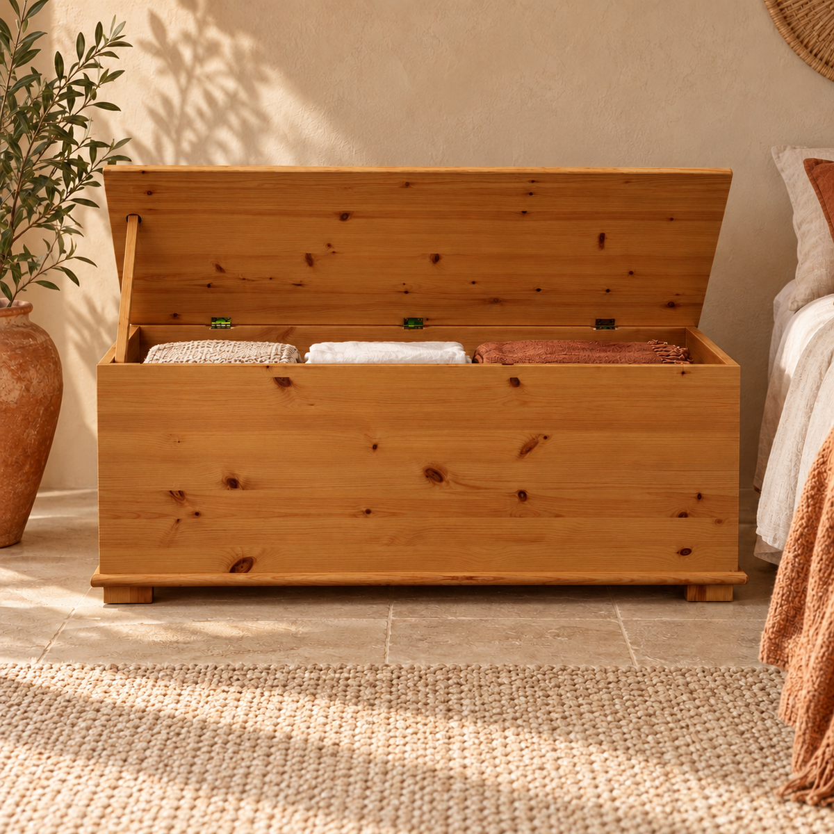 Vanessa Wäscheschrank Bio Kiefer Massivholz - Wäschebox Kommode aus 100% Bio Holz