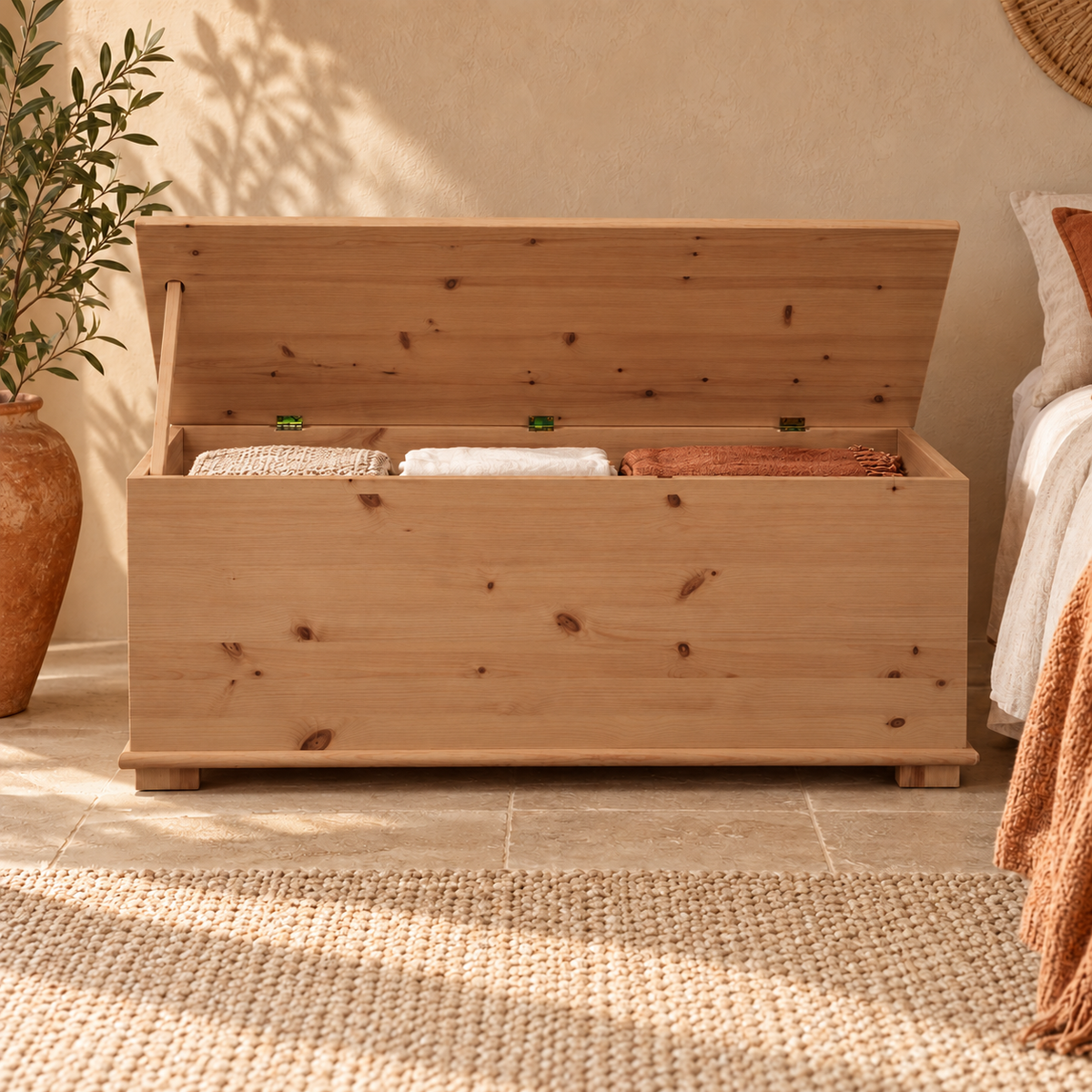 Vanessa Wäscheschrank Bio Kiefer Massivholz - Wäschebox Kommode aus 100% Bio Holz