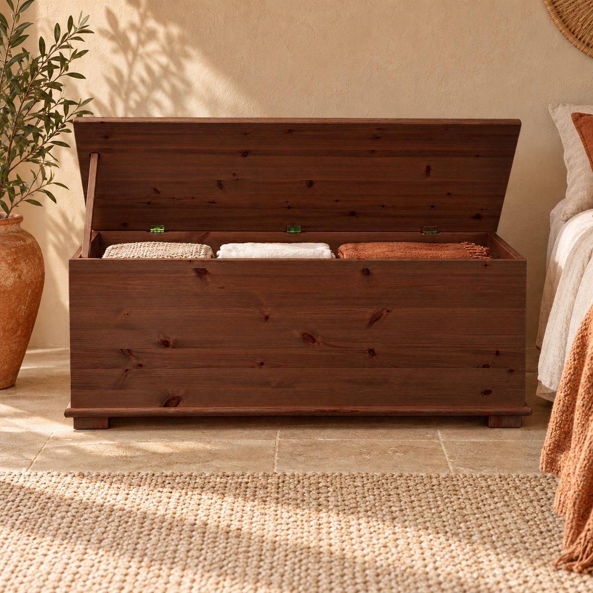 Vanessa Wäscheschrank Bio Kiefer Massivholz - Wäschebox Kommode aus 100% Bio Holz