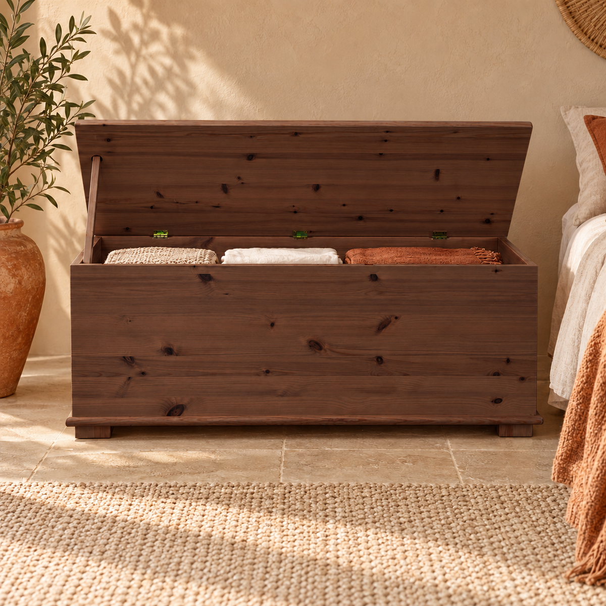 Vanessa Wäscheschrank Bio Kiefer Massivholz - Wäschebox Kommode aus 100% Bio Holz