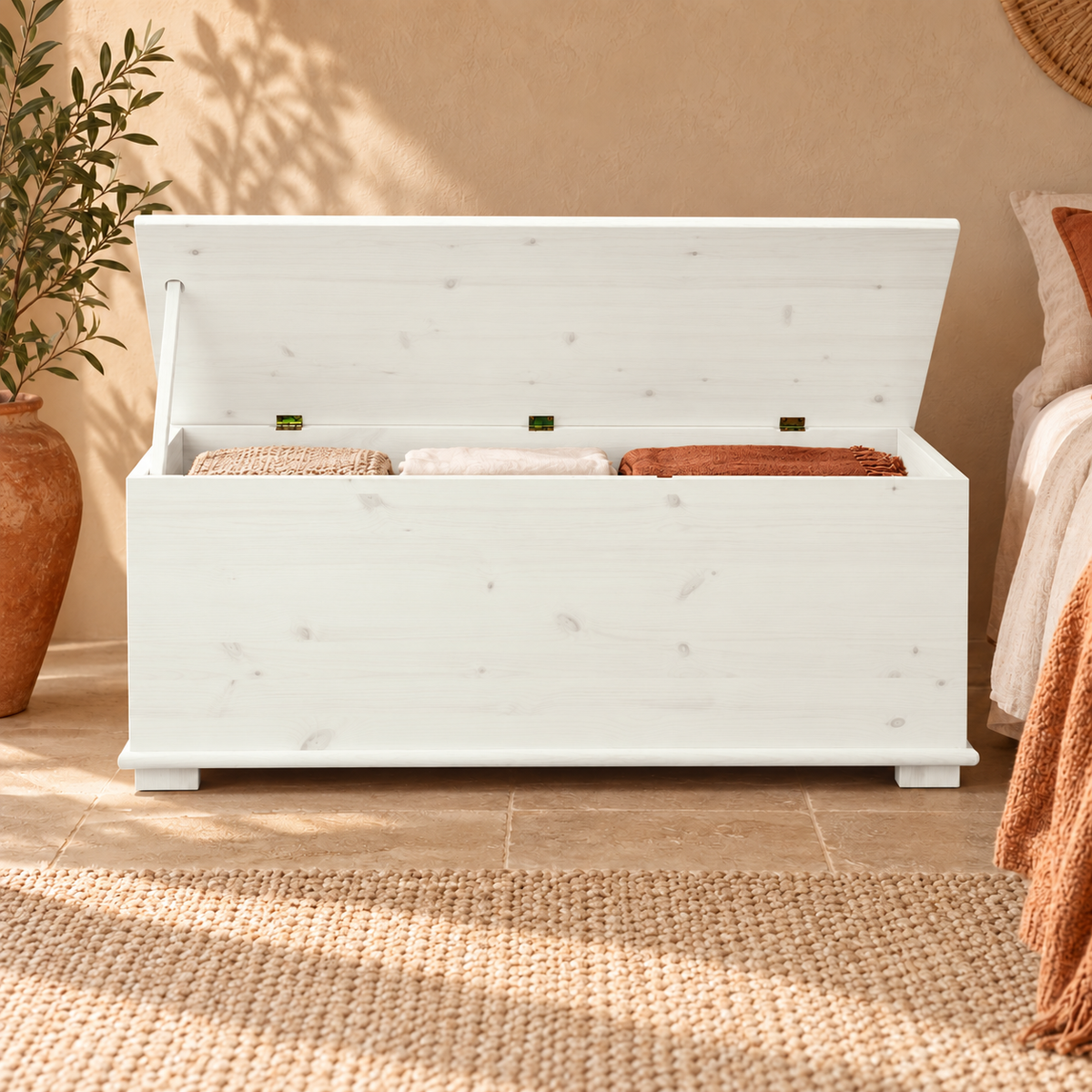 Vanessa Wäscheschrank Bio Kiefer Massivholz - Wäschebox Kommode aus 100% Bio Holz