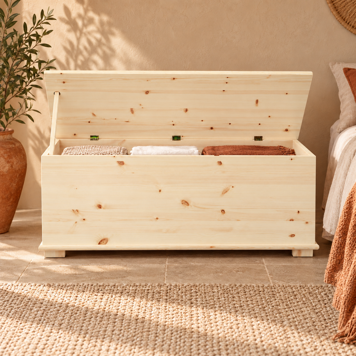 Vanessa Wäscheschrank Bio Kiefer Massivholz - Wäschebox Kommode aus 100% Bio Holz