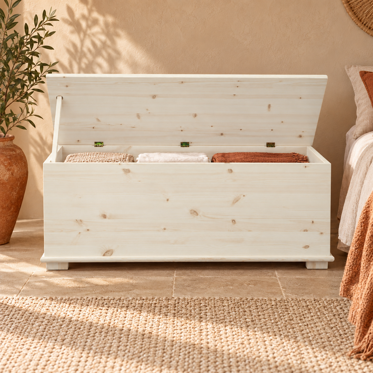 Vanessa Wäscheschrank Bio Kiefer Massivholz - Wäschebox Kommode aus 100% Bio Holz