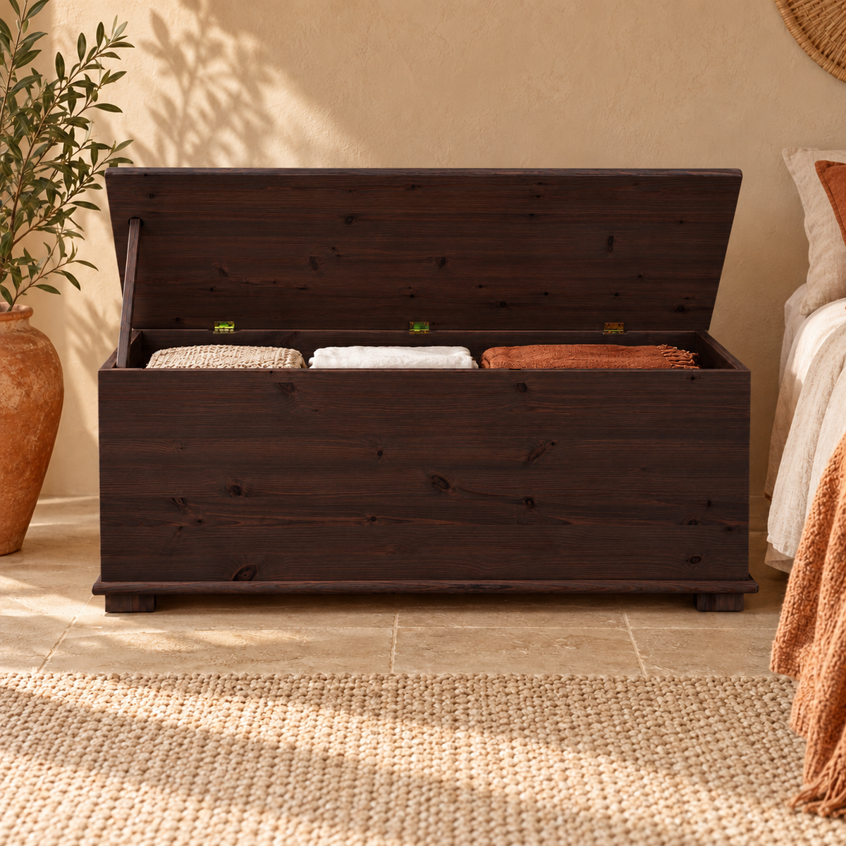 Vanessa Wäscheschrank Bio Kiefer Massivholz - Wäschebox Kommode aus 100% Bio Holz
