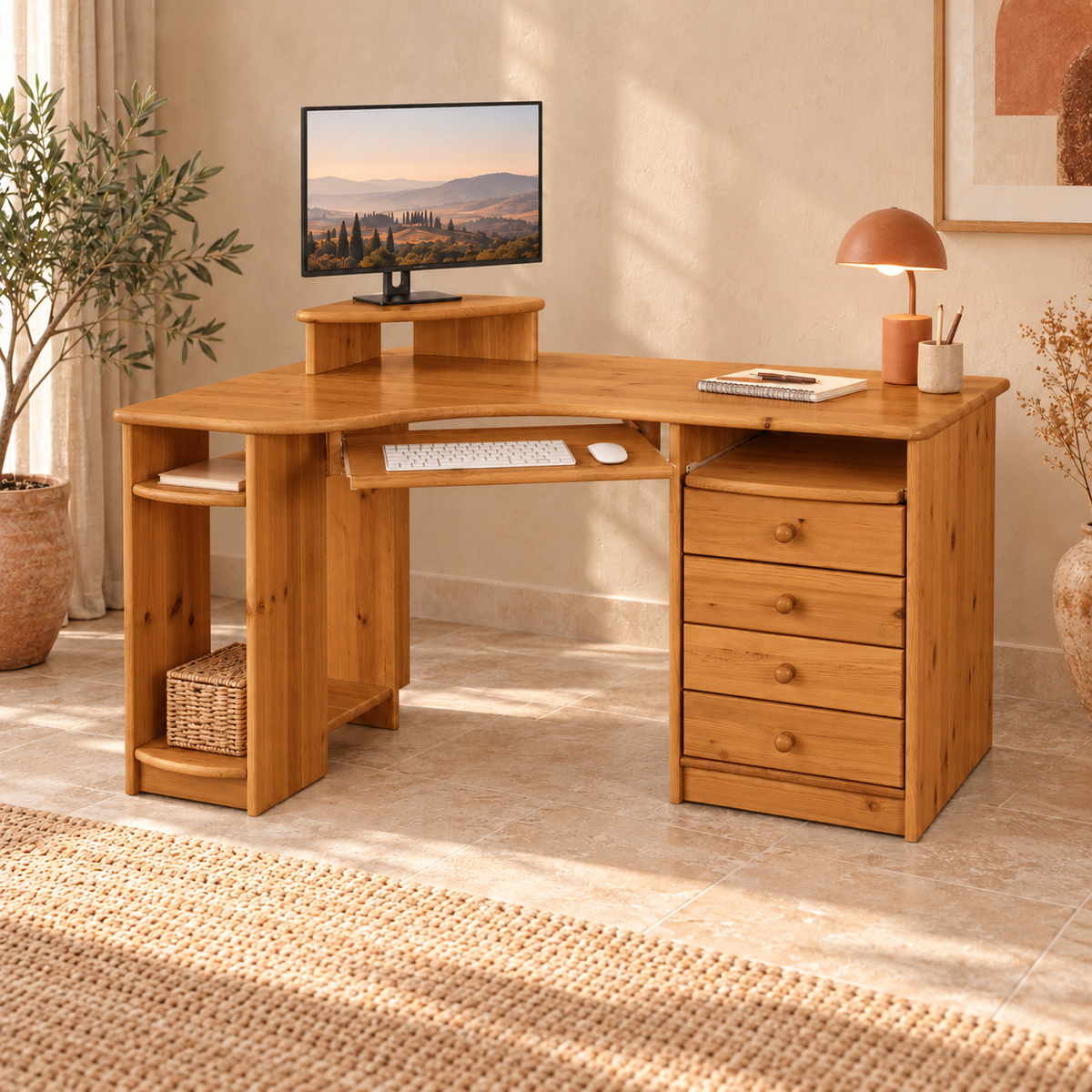 Eck-Schreibtisch aus Kiefer L – Ergonomisch, nachhaltig und stilvoll