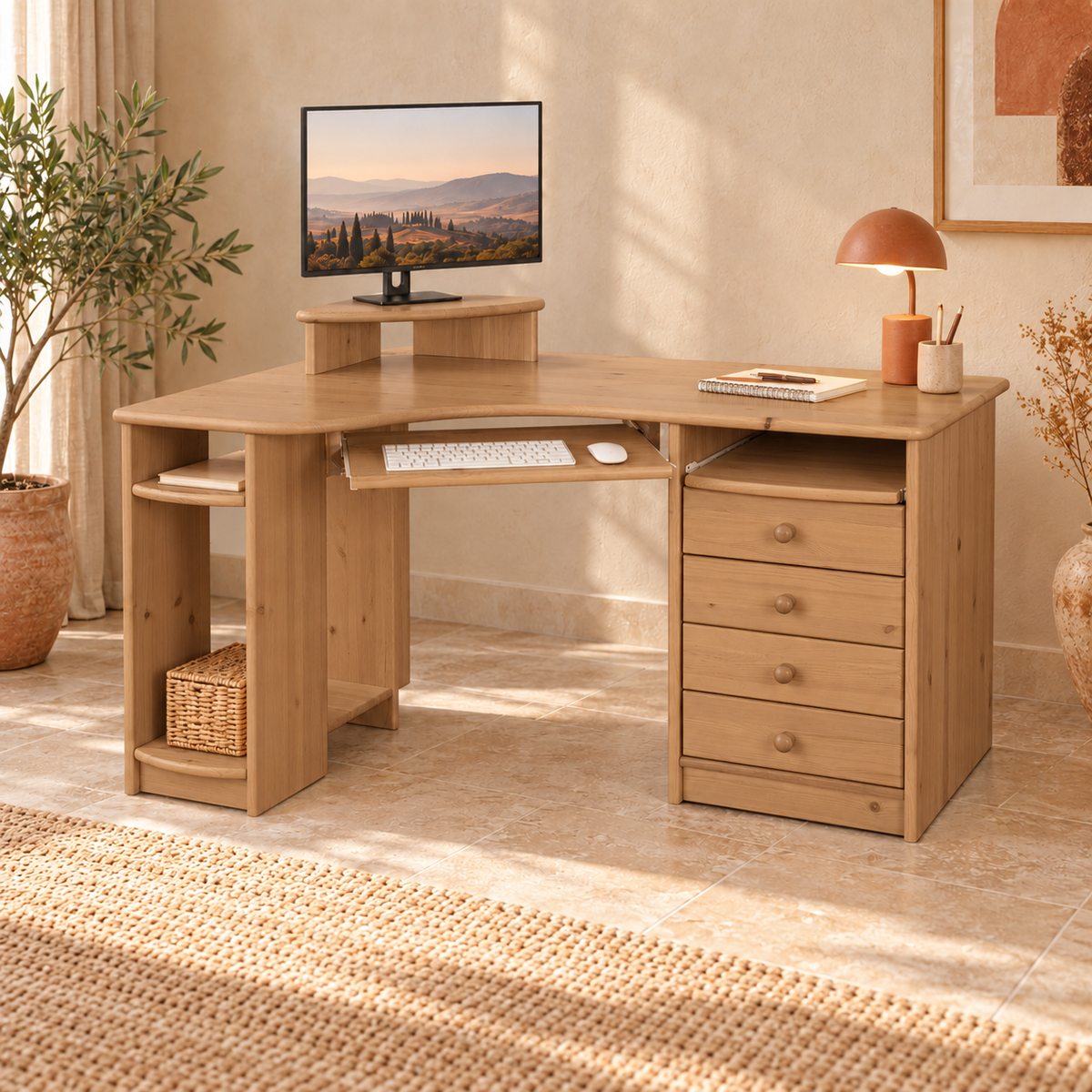 Eck-Schreibtisch aus Kiefer L – Ergonomisch, nachhaltig und stilvoll