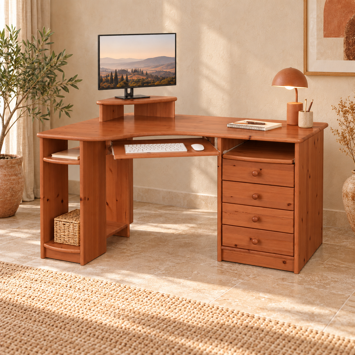 Eck-Schreibtisch aus Kiefer L – Ergonomisch, nachhaltig und stilvoll