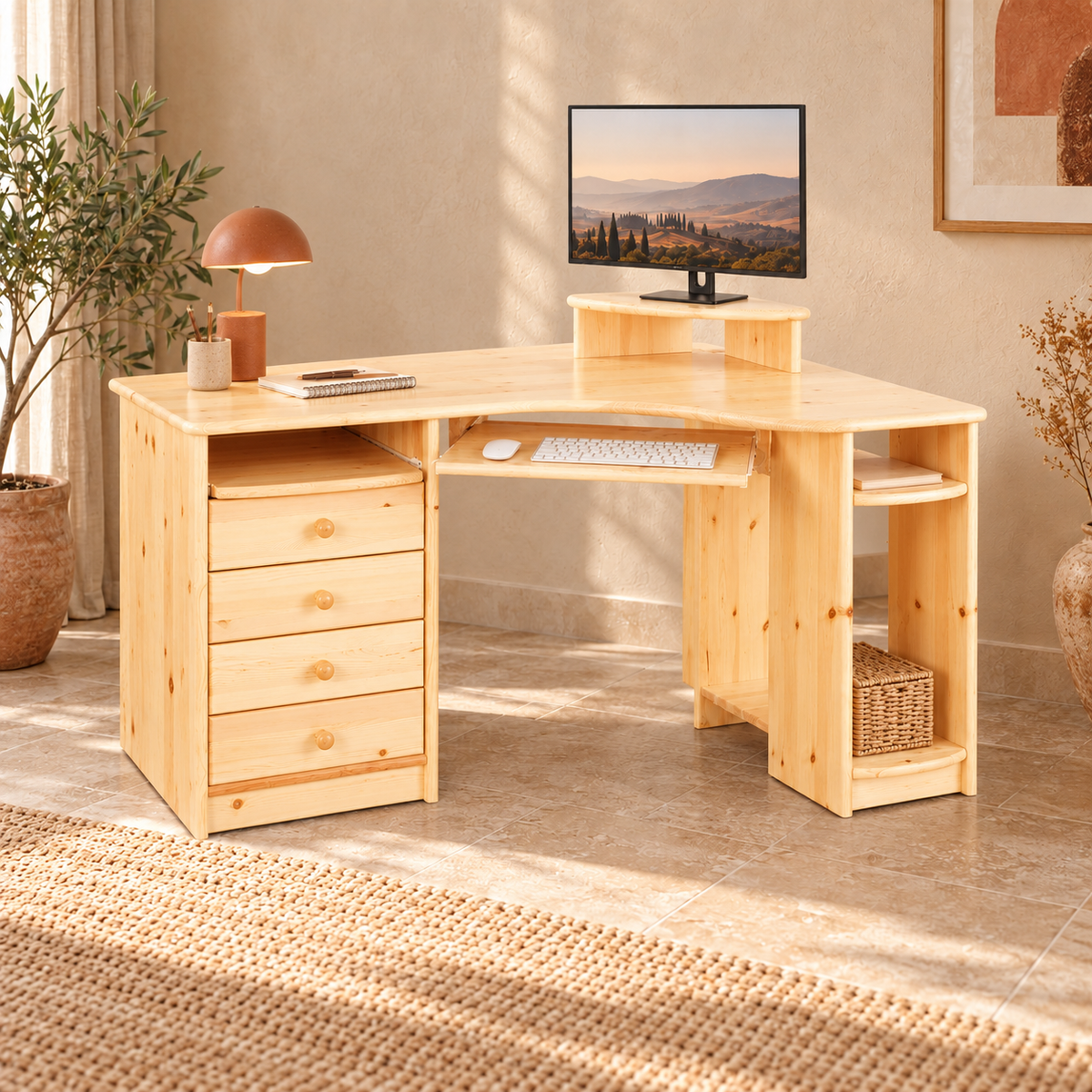 Eck-Schreibtisch aus Kiefer L – Ergonomisch, nachhaltig und stilvoll