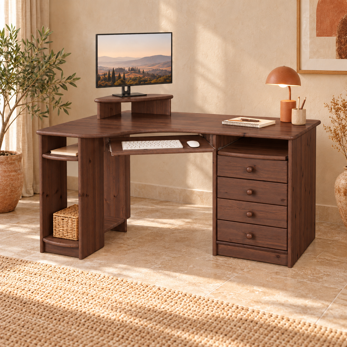 Eck-Schreibtisch aus Kiefer L – Ergonomisch, nachhaltig und stilvoll
