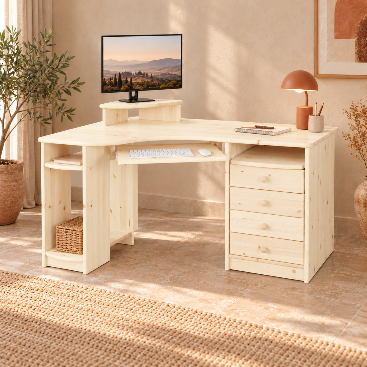 Eck-Schreibtisch aus Kiefer L – Ergonomisch, nachhaltig und stilvoll