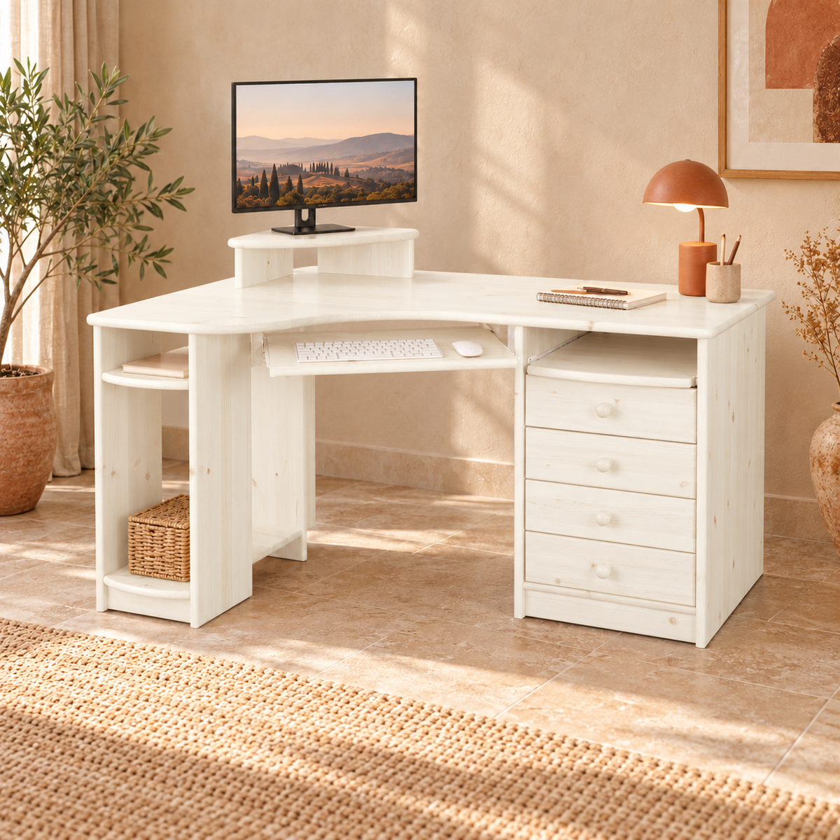Eck-Schreibtisch aus Kiefer L – Ergonomisch, nachhaltig und stilvoll