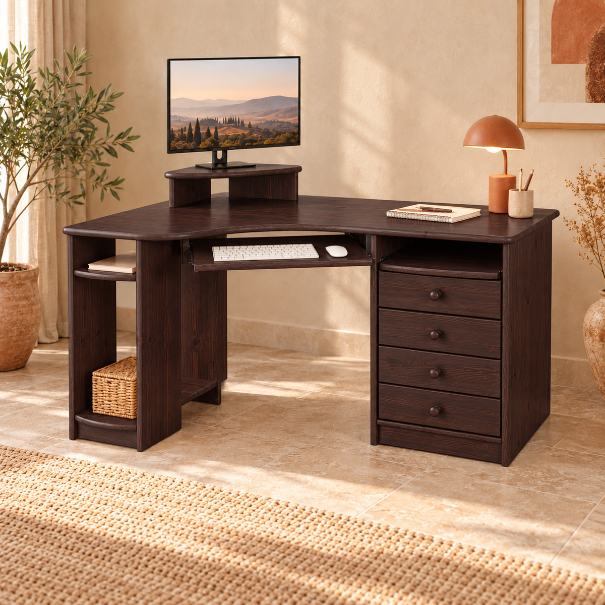Eck-Schreibtisch aus Kiefer L – Ergonomisch, nachhaltig und stilvoll