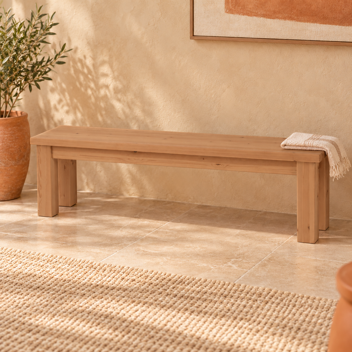 Vanessa Essbank aus Bio Kiefer Massivholz | 60, 95, 135 oder 165 cm