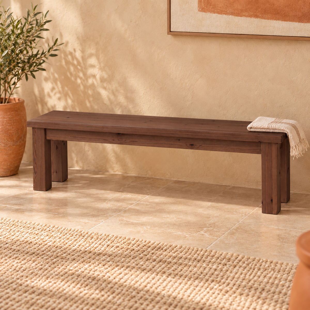 Vanessa Essbank aus Bio Kiefer Massivholz | 60, 95, 135 oder 165 cm