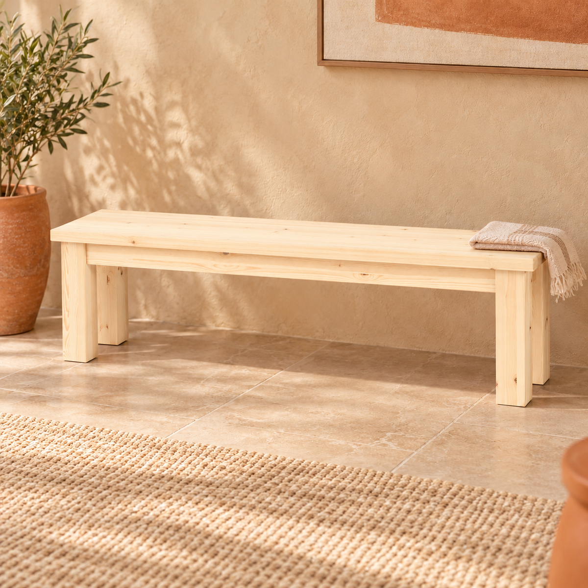 Vanessa Essbank aus Bio Kiefer Massivholz | 60, 95, 135 oder 165 cm