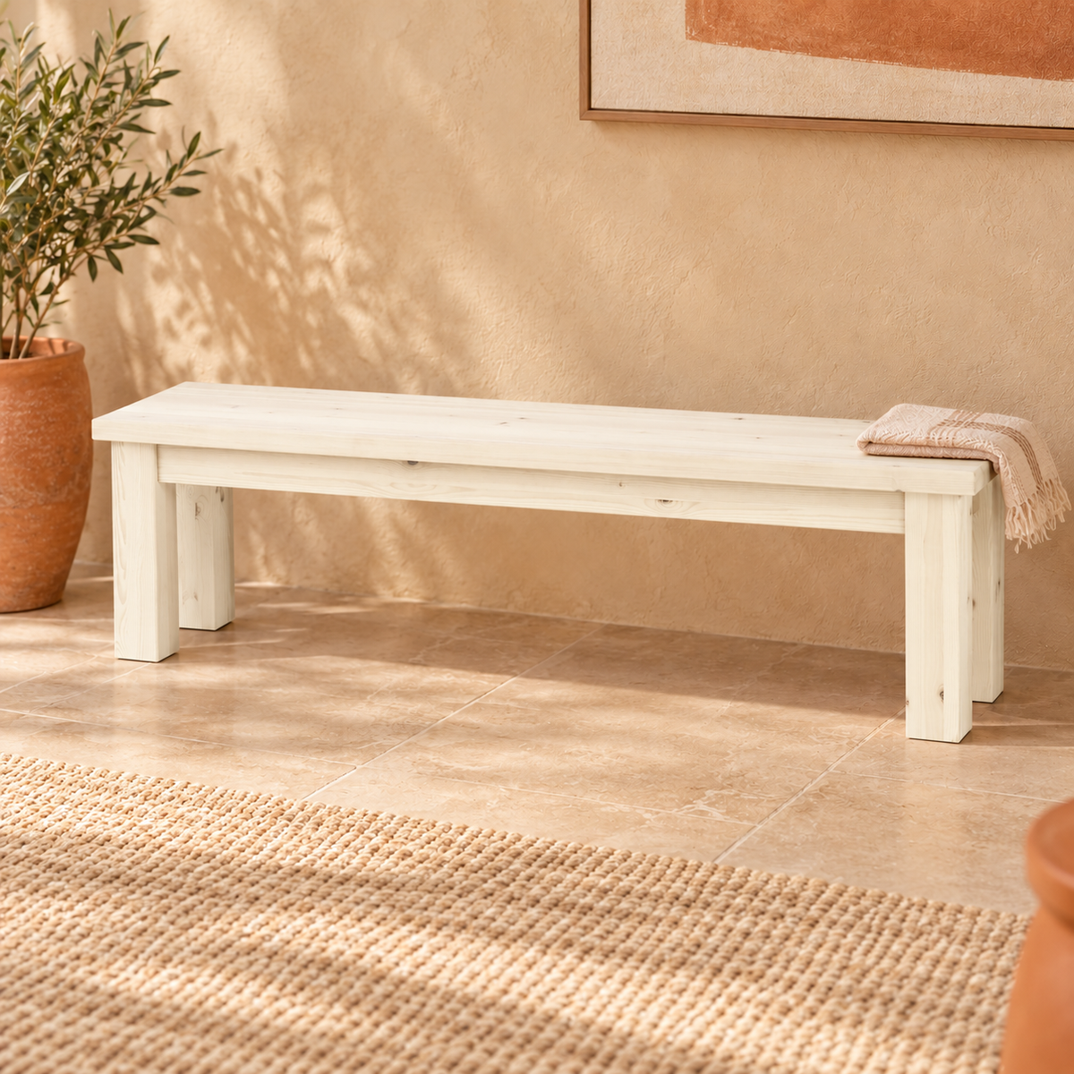 Vanessa Essbank aus Bio Kiefer Massivholz | 60, 95, 135 oder 165 cm