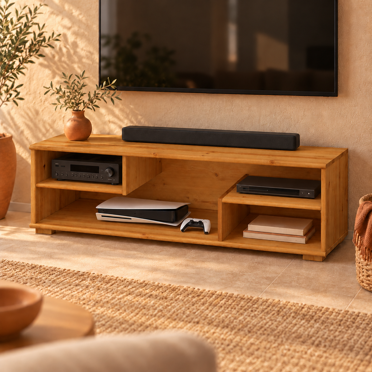 Vanessa TV-Schrank Bio Kiefer Massivholz – 100% Natur für Ihr Zuhause