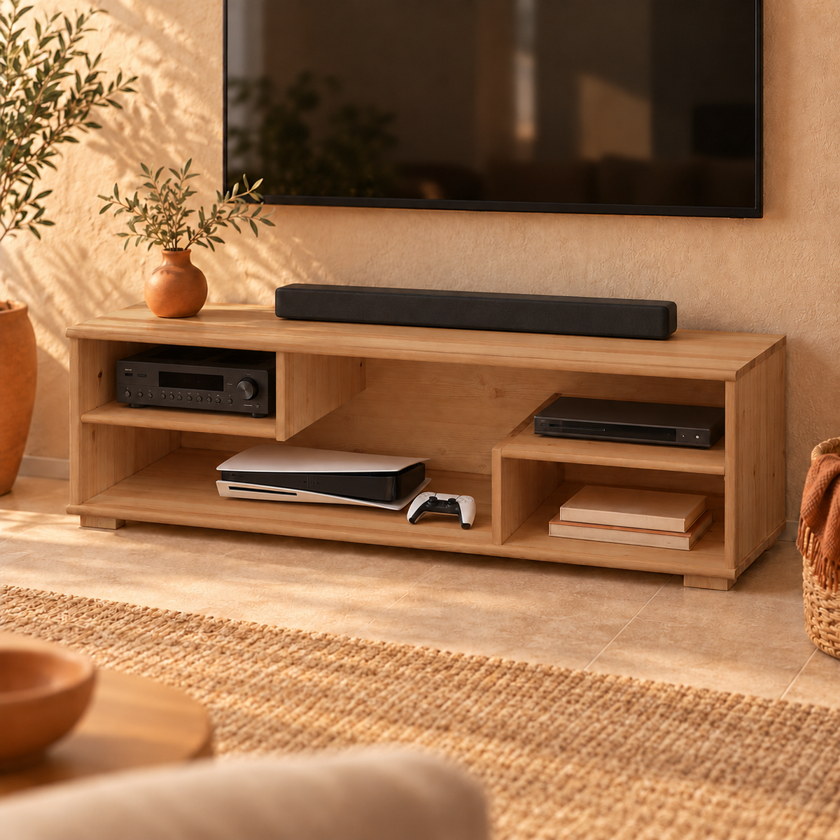 Vanessa TV-Schrank Bio Kiefer Massivholz – 100% Natur für Ihr Zuhause