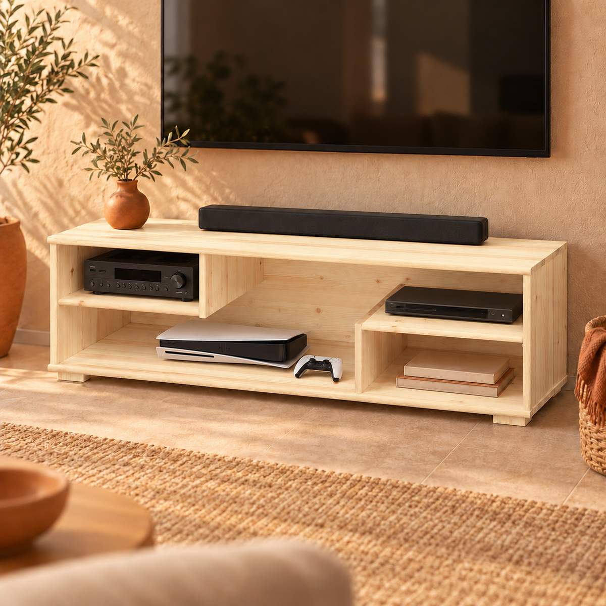 Vanessa TV-Schrank Bio Kiefer Massivholz – 100% Natur für Ihr Zuhause
