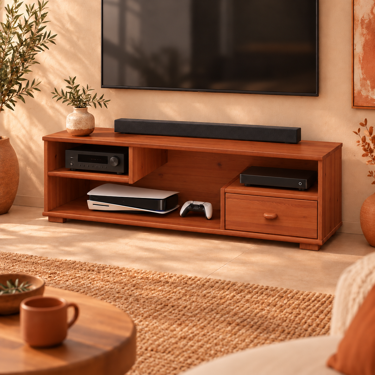 Vanessa TV-Schrank Bio Kiefer Massivholz mit 1-Schublade