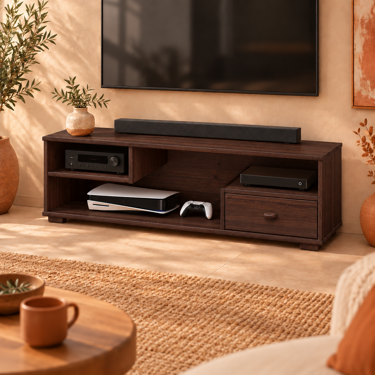 Vanessa TV-Schrank Bio Kiefer Massivholz mit 1-Schublade
