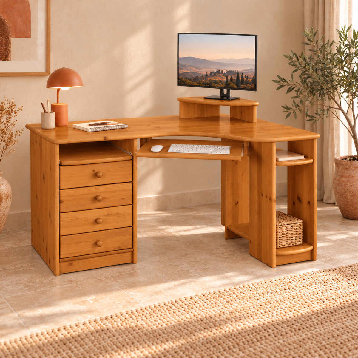 Eck-Schreibtisch aus Kiefer L – Ergonomisch, nachhaltig und stilvoll