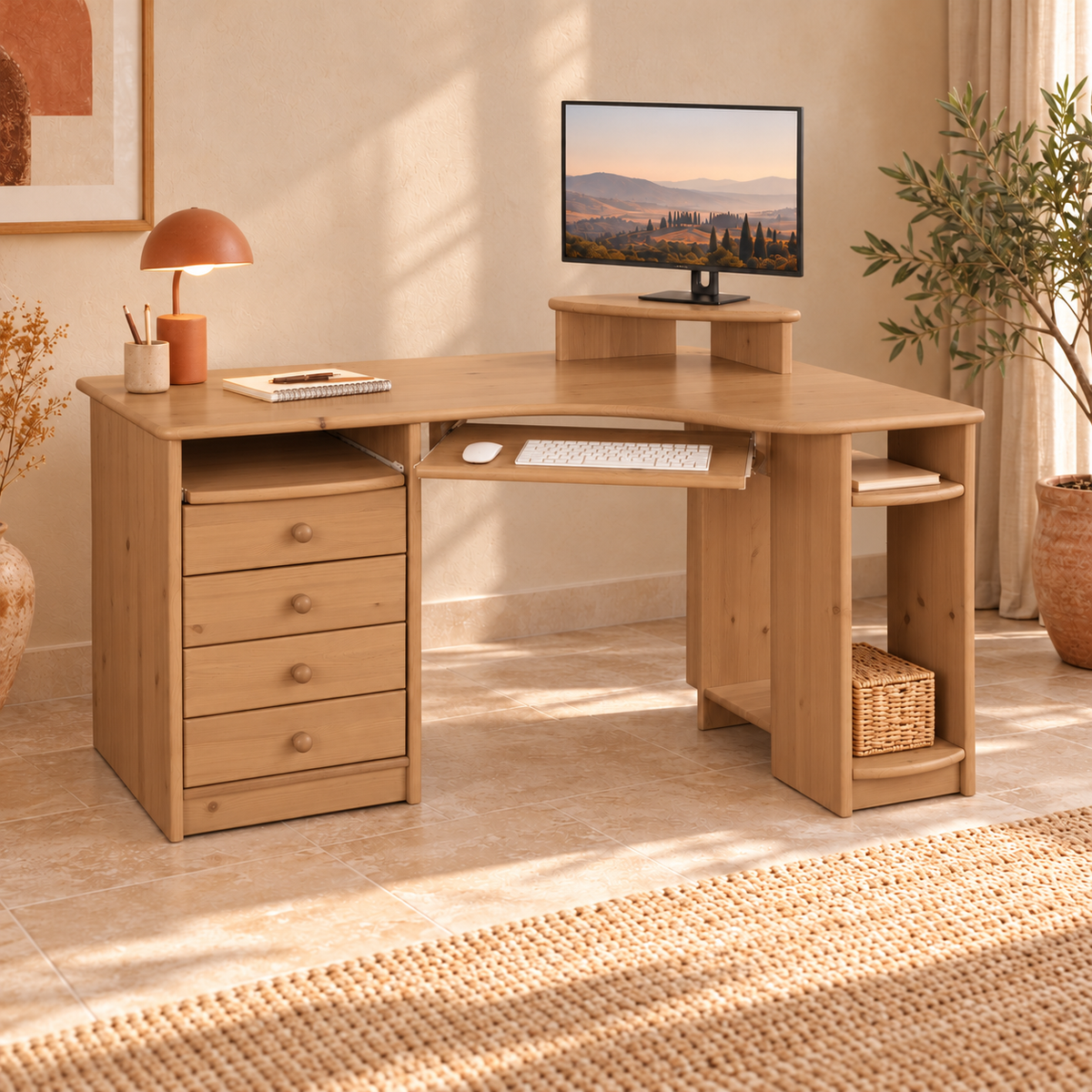 Eck-Schreibtisch aus Kiefer L – Ergonomisch, nachhaltig und stilvoll