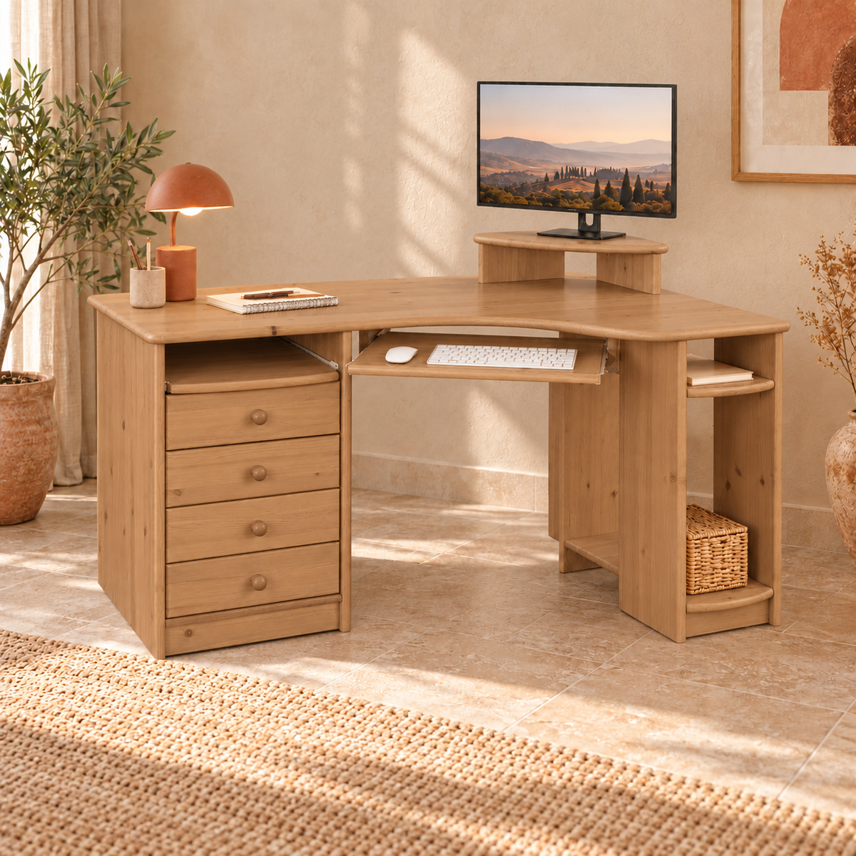 Eck-Schreibtisch aus Kiefer L – Ergonomisch, nachhaltig und stilvoll