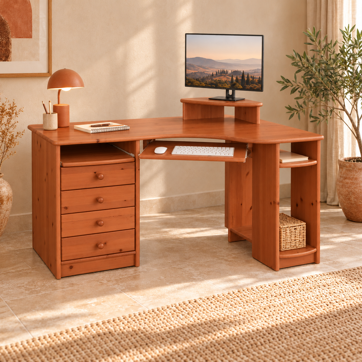 Eck-Schreibtisch aus Kiefer L – Ergonomisch, nachhaltig und stilvoll