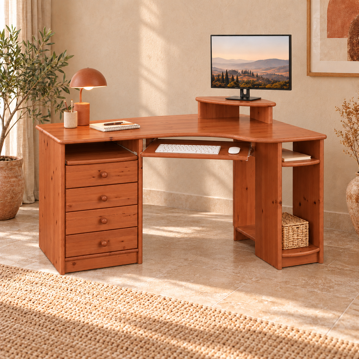 Eck-Schreibtisch aus Kiefer L – Ergonomisch, nachhaltig und stilvoll