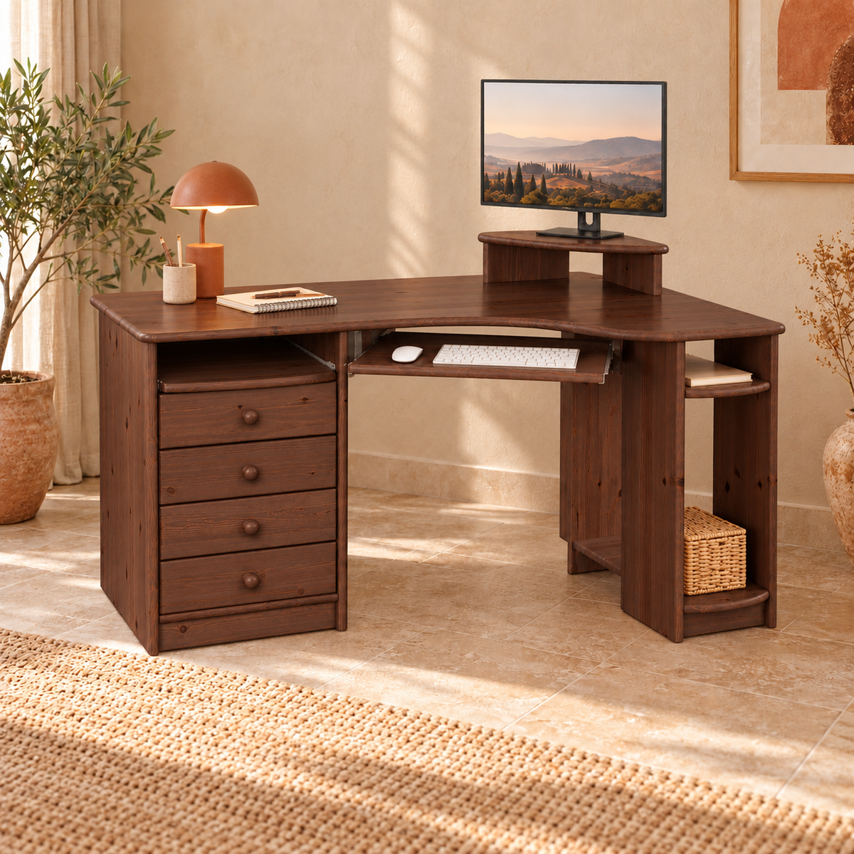 Eck-Schreibtisch aus Kiefer L – Ergonomisch, nachhaltig und stilvoll
