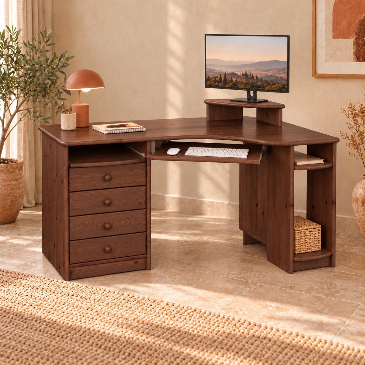 Eck-Schreibtisch aus Kiefer L – Ergonomisch, nachhaltig und stilvoll