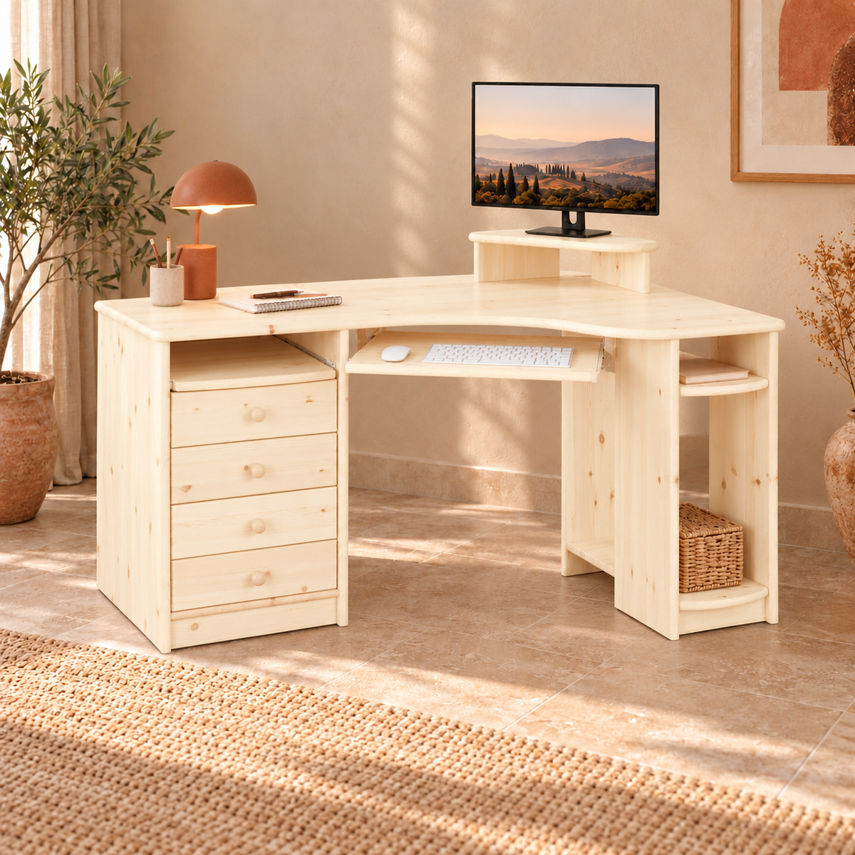 Eck-Schreibtisch aus Kiefer L – Ergonomisch, nachhaltig und stilvoll
