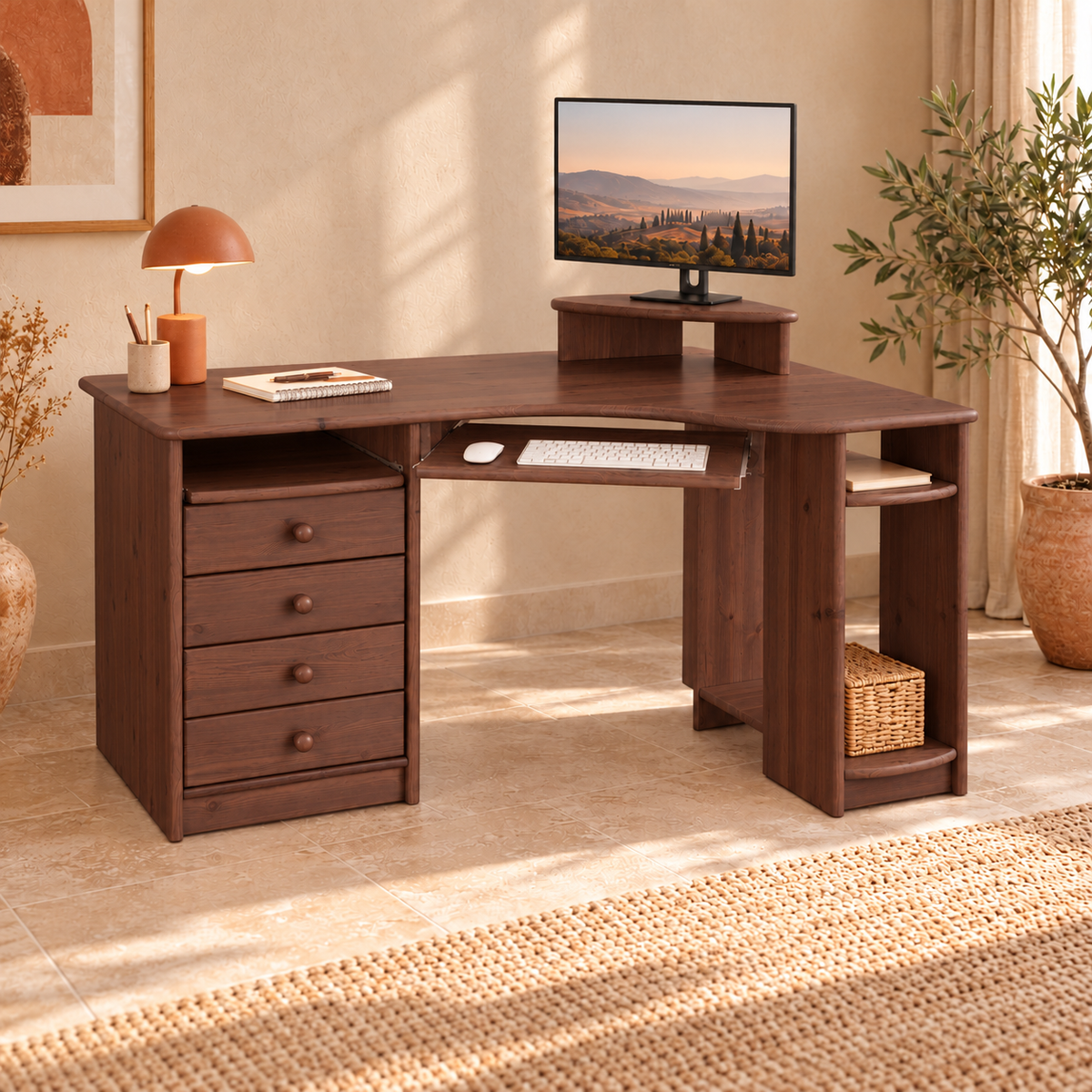 Eck-Schreibtisch aus Kiefer L – Ergonomisch, nachhaltig und stilvoll