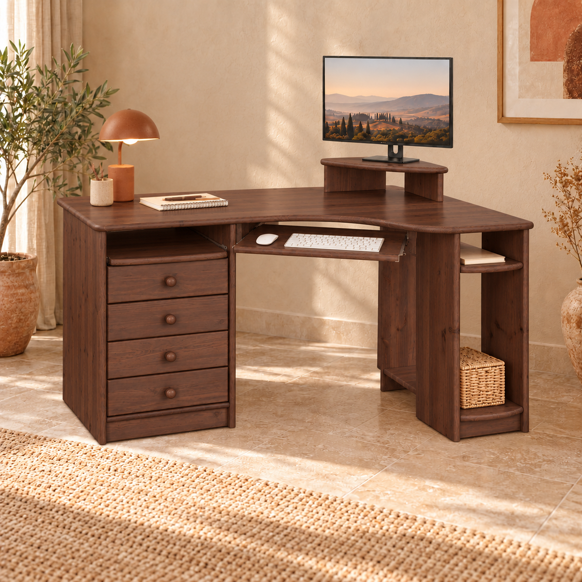 Eck-Schreibtisch aus Kiefer L – Ergonomisch, nachhaltig und stilvoll